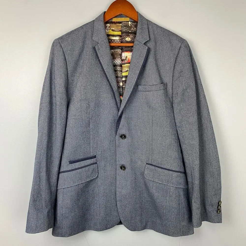 Ted Baker Brown Slim-Fit Cotton Sport Coat Blazer Size 4 Large